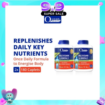 OCEAN HEALTH - Multivitamin and Minerals Caplet Packset (Supports Immunity & Energy Production, Replenishes Daily Nutrients + Vegetarian) 180s x 2 image