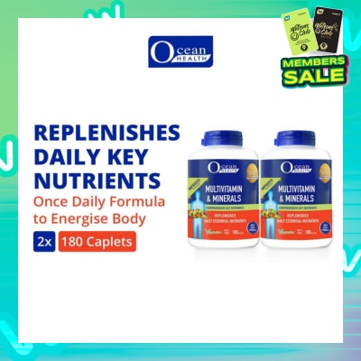 OCEAN HEALTH Multivitamin and Minerals Caplet Packset (Supports Immunity & Energy Production, Replenishes Daily Nutrients + Vegetarian) 180s x 2