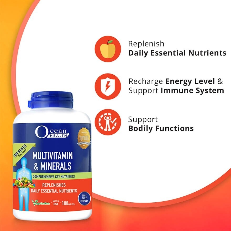 Multivitamin and Minerals Caplet Packset (Supports Immunity & Energy Production, Replenishes Daily Nutrients + Vegetarian) 180s x 2