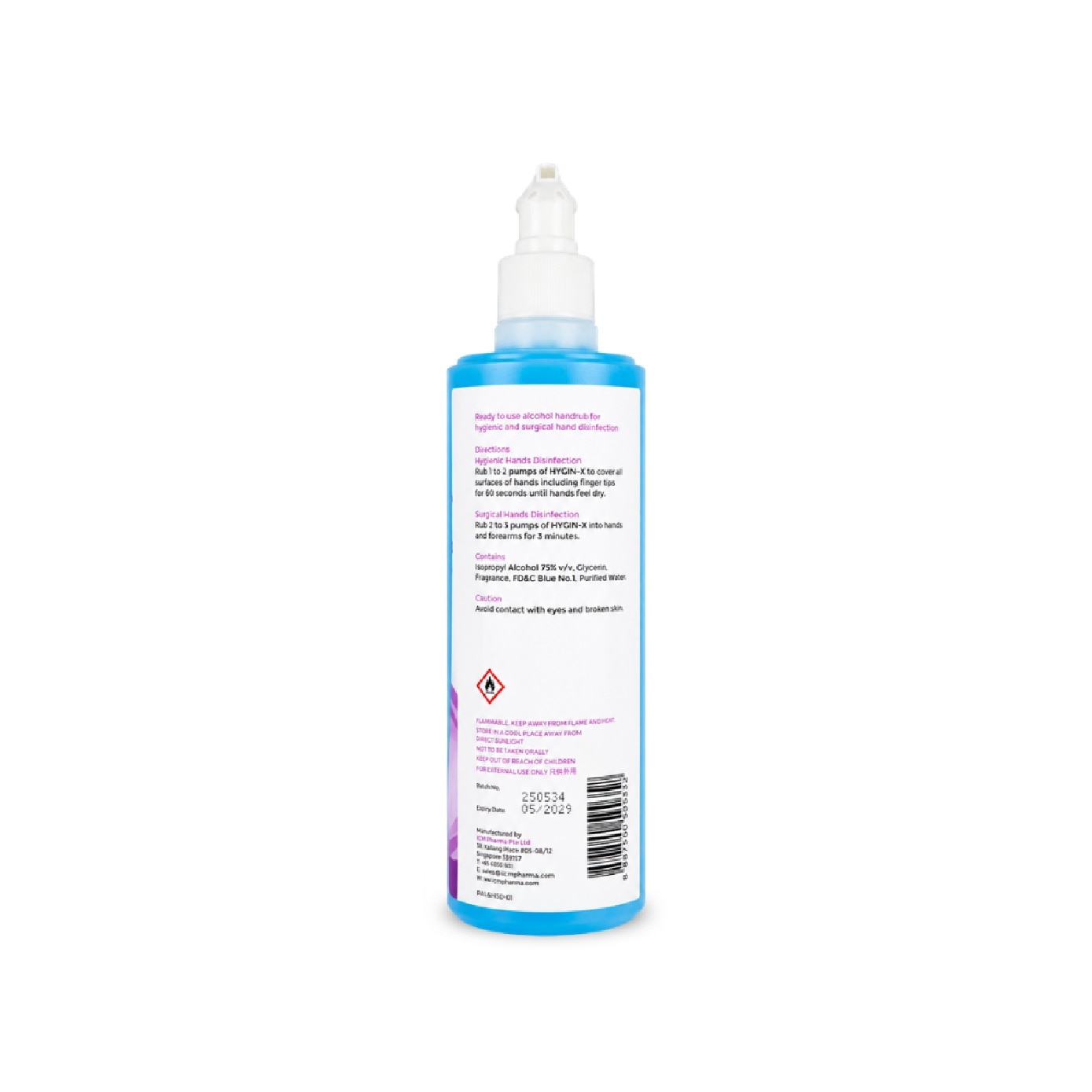 HYGIN-X Antiseptic Isopropyl Alcohol Handrub 500ml