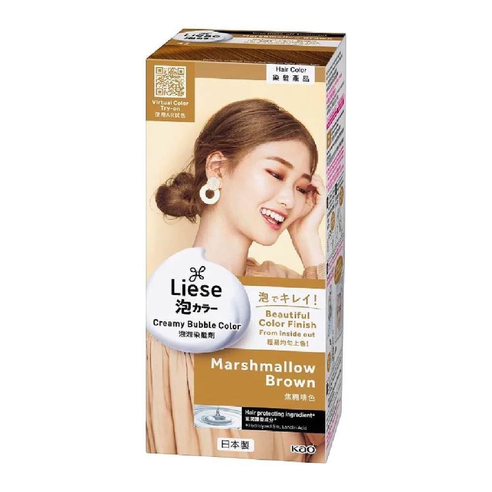 Liese Creamy Bubble Color Marshmallow Brown 108ml - DIY Foam Hair Color with Salon Inspired Colors (includes treatment pack)