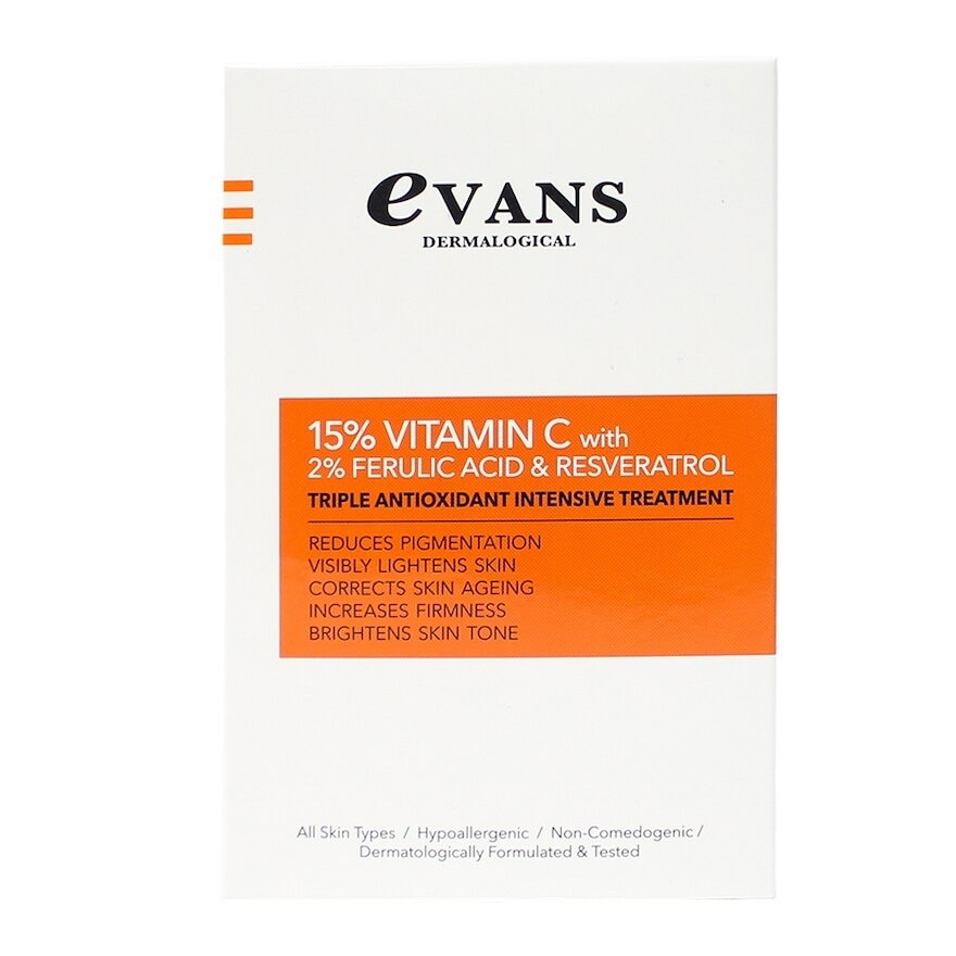 15% Vitman C with 2% Ferulic Acid & Resveratrol (Reduces pigmentation + Brightens Skin) 30ml