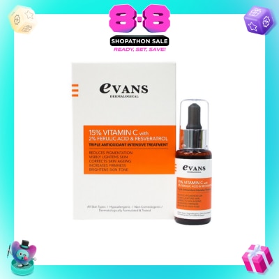 EVANS - 15% Vitamin C Serum with Ferulic Acid Serum (Reduces Pigmentation + Brightens Skin) 30ml