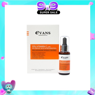 EVANS - 15% Vitamin C Serum with Ferulic Acid Serum (Reduces Pigmentation + Brightens Skin) 30ml image