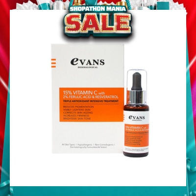 EVANS - 15% Vitman C with 2% Ferulic Acid & Resveratrol (Reduces pigmentation + Brightens Skin) 30ml