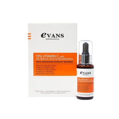 EVANS 15% Vitman C with 2% Ferulic Acid & Resveratrol (Reduces pigmentation + Brightens Skin) 30ml