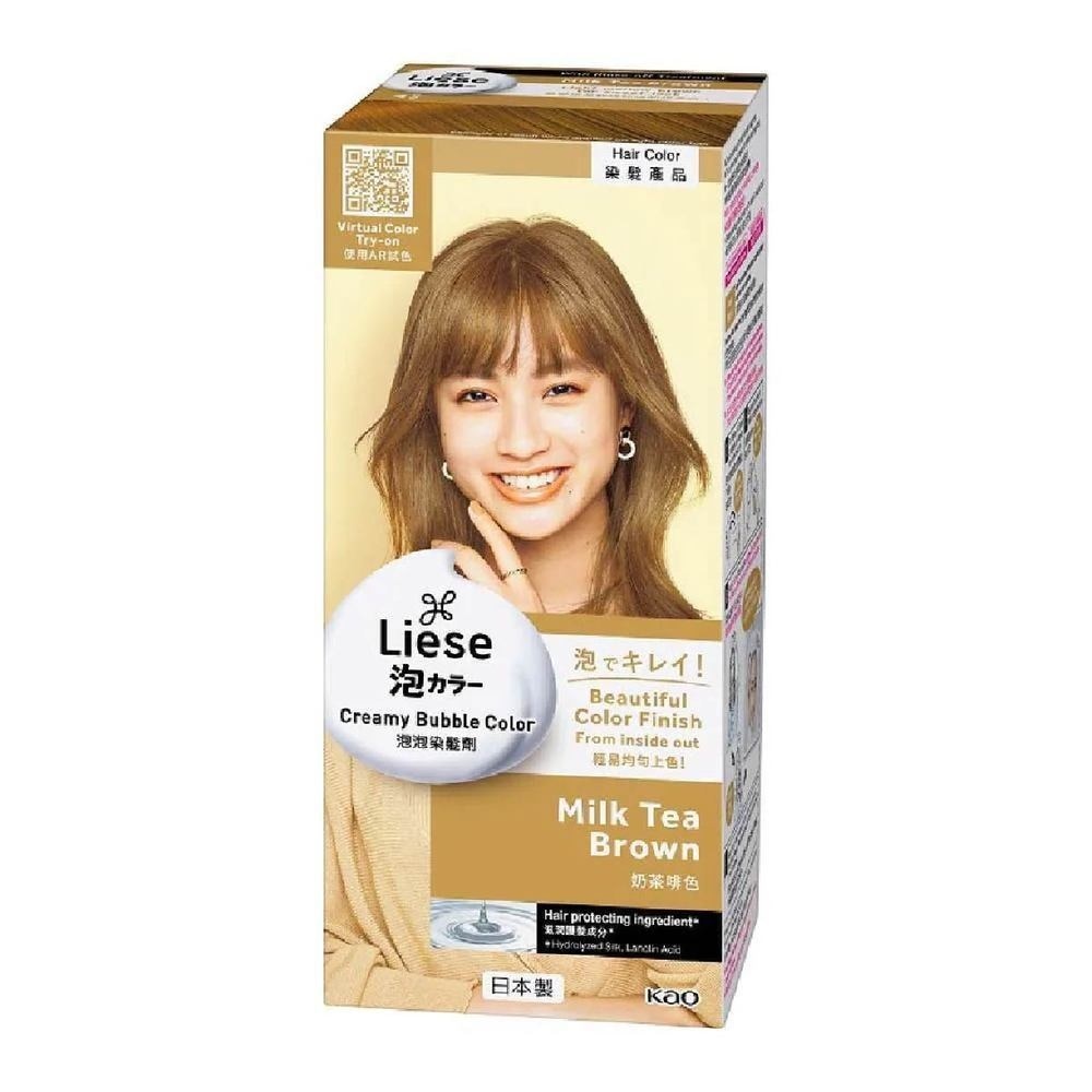 Liese Creamy Bubble Color Milk Tea Brown 108ml - DIY Foam Hair Color with Salon Inspired Colors (includes treatment pack)