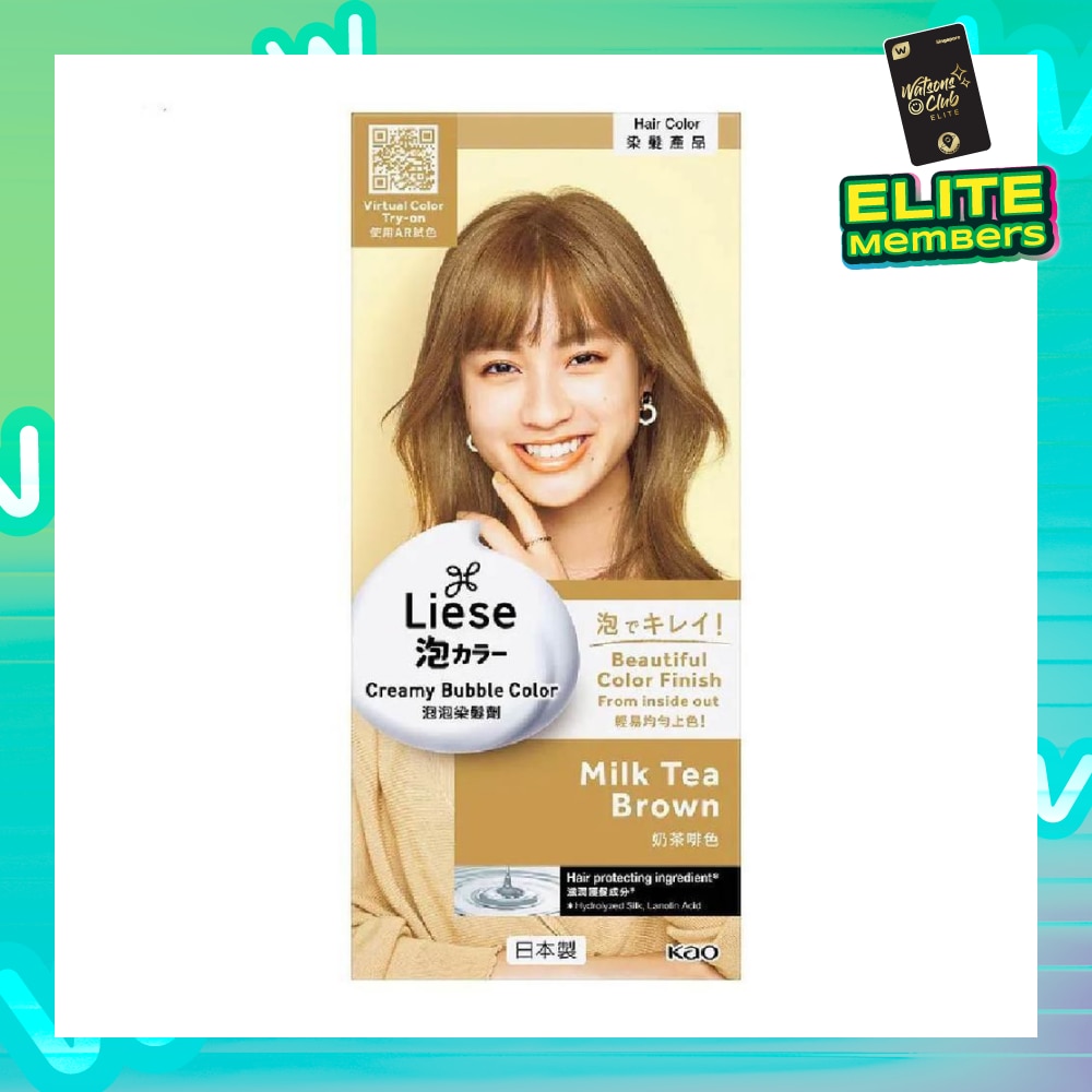 Liese Creamy Bubble Color Milk Tea Brown 108ml - DIY Foam Hair Color with Salon Inspired Colors (includes treatment pack)