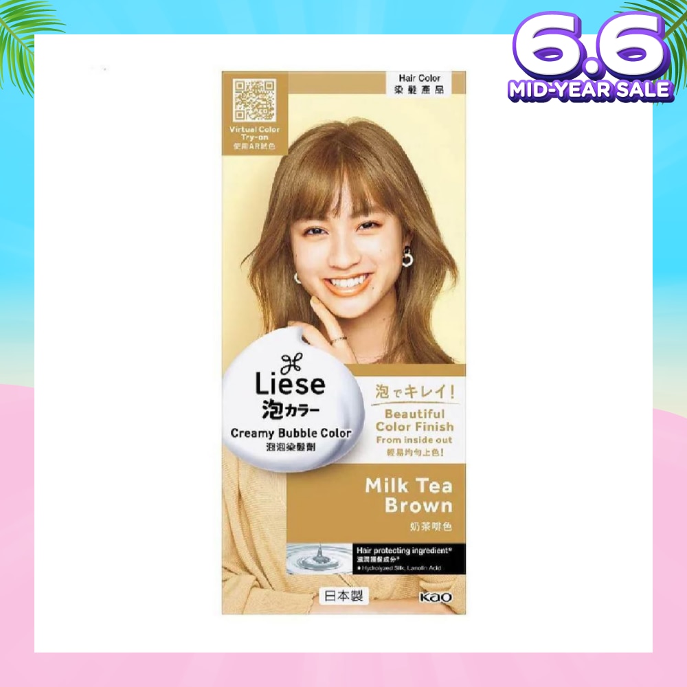 Liese Creamy Bubble Color Milk Tea Brown 108ml - DIY Foam Hair Color with Salon Inspired Colors (includes treatment pack)