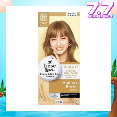 LIESE Liese Creamy Bubble Color Milk Tea Brown 108ml - DIY Foam Hair Color with Salon Inspired Colors (includes treatment pack)
