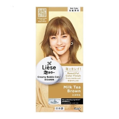 LIESE Liese Creamy Bubble Color Milk Tea Brown 108ml - DIY Foam Hair Color with Salon Inspired Colors (includes treatment pack)