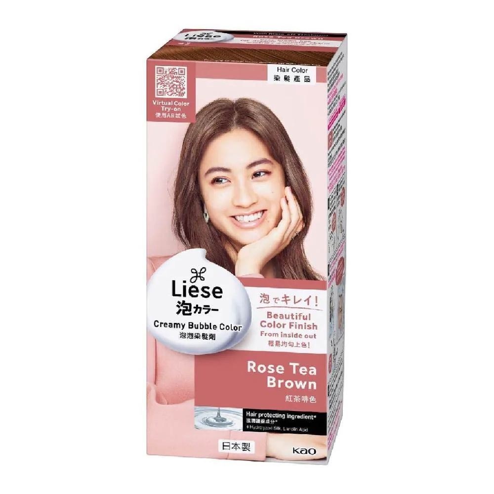 Liese Creamy Bubble Color Rose Tea Brown 108ml - DIY Foam Hair Color with Salon Inspired Colors (includes treatment pack)