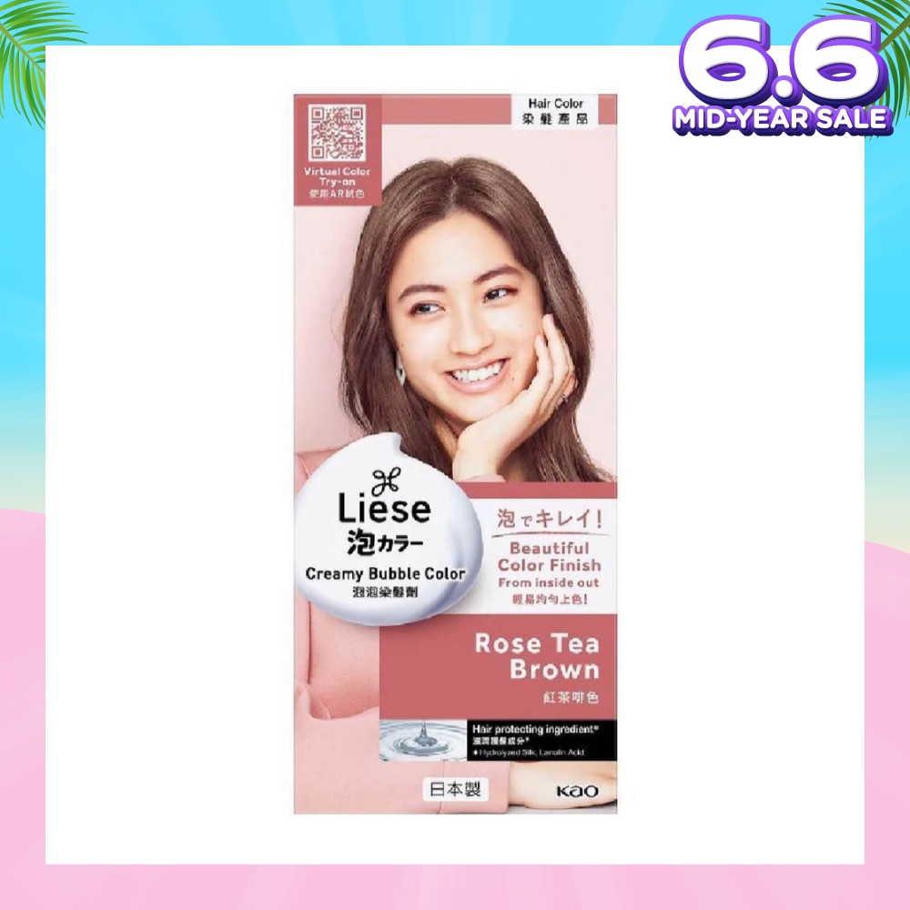 Liese Creamy Bubble Color Rose Tea Brown 108ml - DIY Foam Hair Color with Salon Inspired Colors (includes treatment pack)