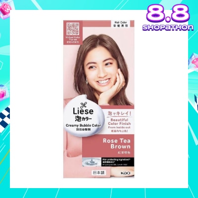 LIESE Liese Creamy Bubble Color Rose Tea Brown 108ml - DIY Foam Hair Color with Salon Inspired Colors (includes treatment pack)