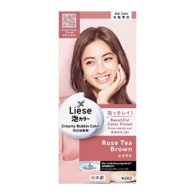 LIESE Liese Creamy Bubble Color Rose Tea Brown 108ml - DIY Foam Hair Color with Salon Inspired Colors (includes treatment pack)