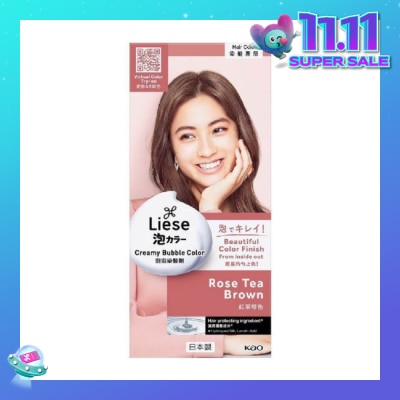 LIESE Liese Creamy Bubble Color Rose Tea Brown 108ml - DIY Foam Hair Color with Salon Inspired Colors (includes treatment pack)