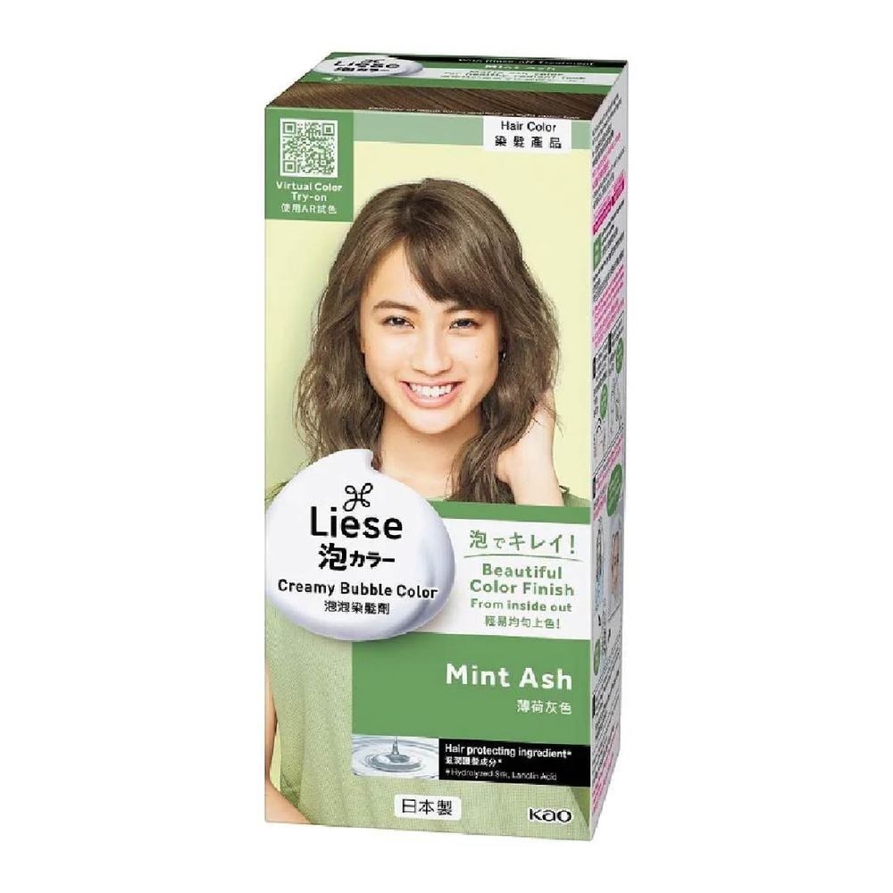 Liese Creamy Bubble Color Mint Ash 108ml - DIY Foam Hair Color with Salon Inspired Colors  (includes treatment pack)