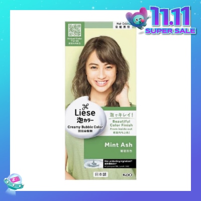 LIESE Liese Creamy Bubble Color Mint Ash DIY Foam Hair Color with Salon Inspired Colors  (includes treatment pack) 108ml (Expiry: Aug`2026)