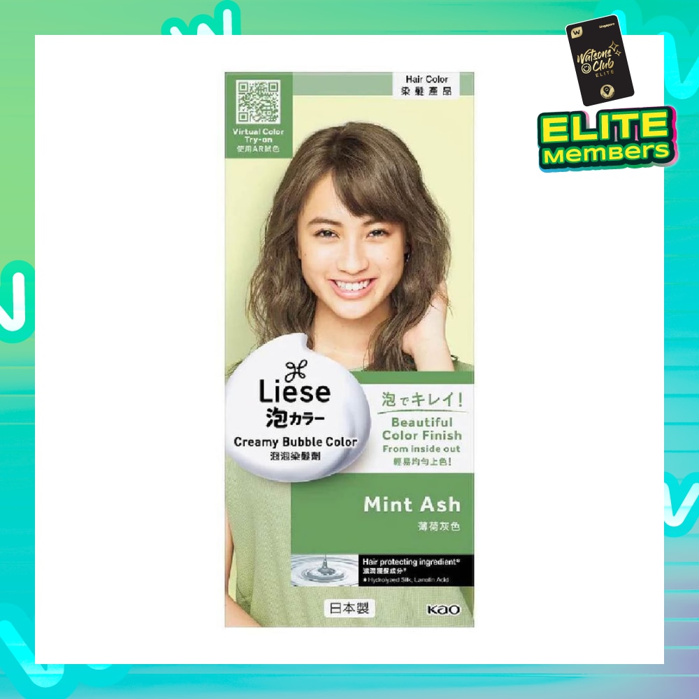 Liese Creamy Bubble Color Mint Ash 108ml - DIY Foam Hair Color with Salon Inspired Colors  (includes treatment pack)