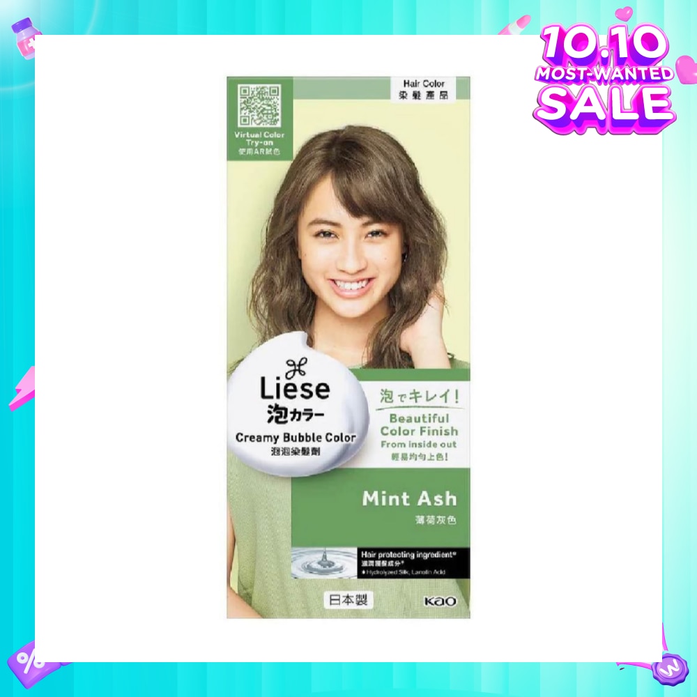 Liese Creamy Bubble Color Mint Ash DIY Foam Hair Color with Salon Inspired Colors  (includes treatment pack) 108ml (Expiry: Aug`2026)