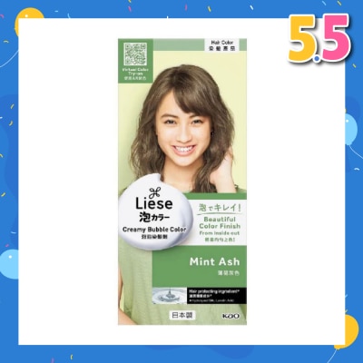 LIESE Liese Creamy Bubble Color Mint Ash 108ml - DIY Foam Hair Color with Salon Inspired Colors  (includes treatment pack)