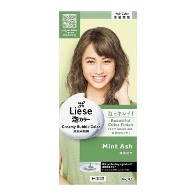 LIESE Liese Creamy Bubble Color Mint Ash 108ml - DIY Foam Hair Color with Salon Inspired Colors  (includes treatment pack)