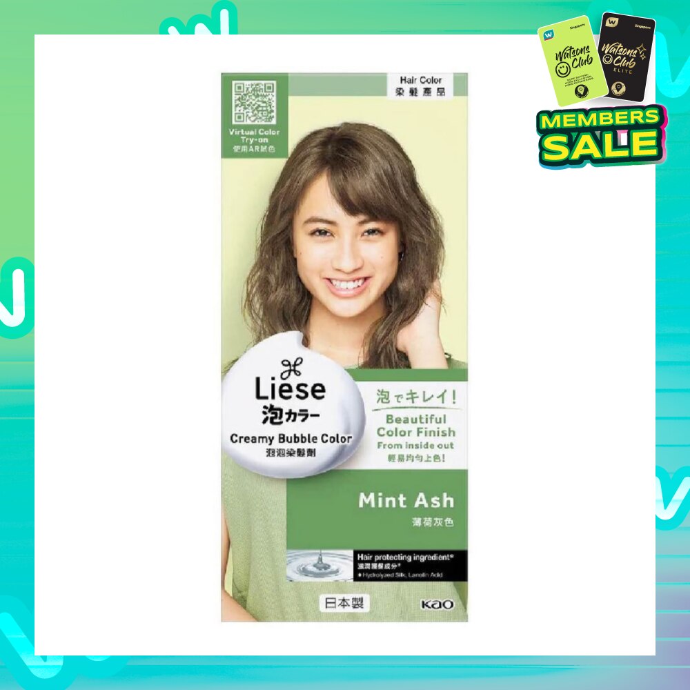 Liese Creamy Bubble Color Mint Ash 108ml - DIY Foam Hair Color with Salon Inspired Colors  (includes treatment pack)