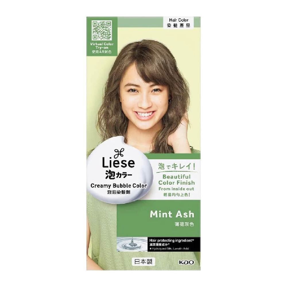 Liese Creamy Bubble Color Mint Ash 108ml - DIY Foam Hair Color with Salon Inspired Colors  (includes treatment pack)