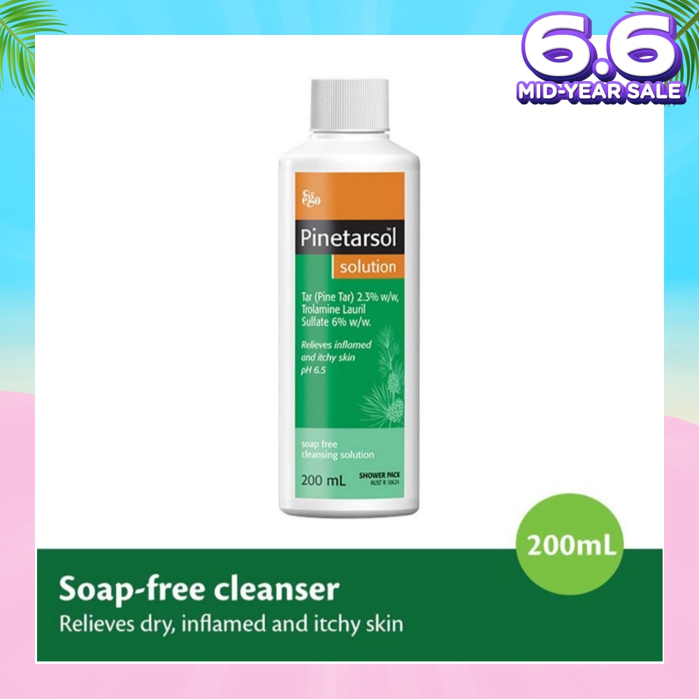 Pinetarsol Solution (Soap Free Cleanser Helps Relieves Dry + Inflammed & Itchy Skin) 200ml