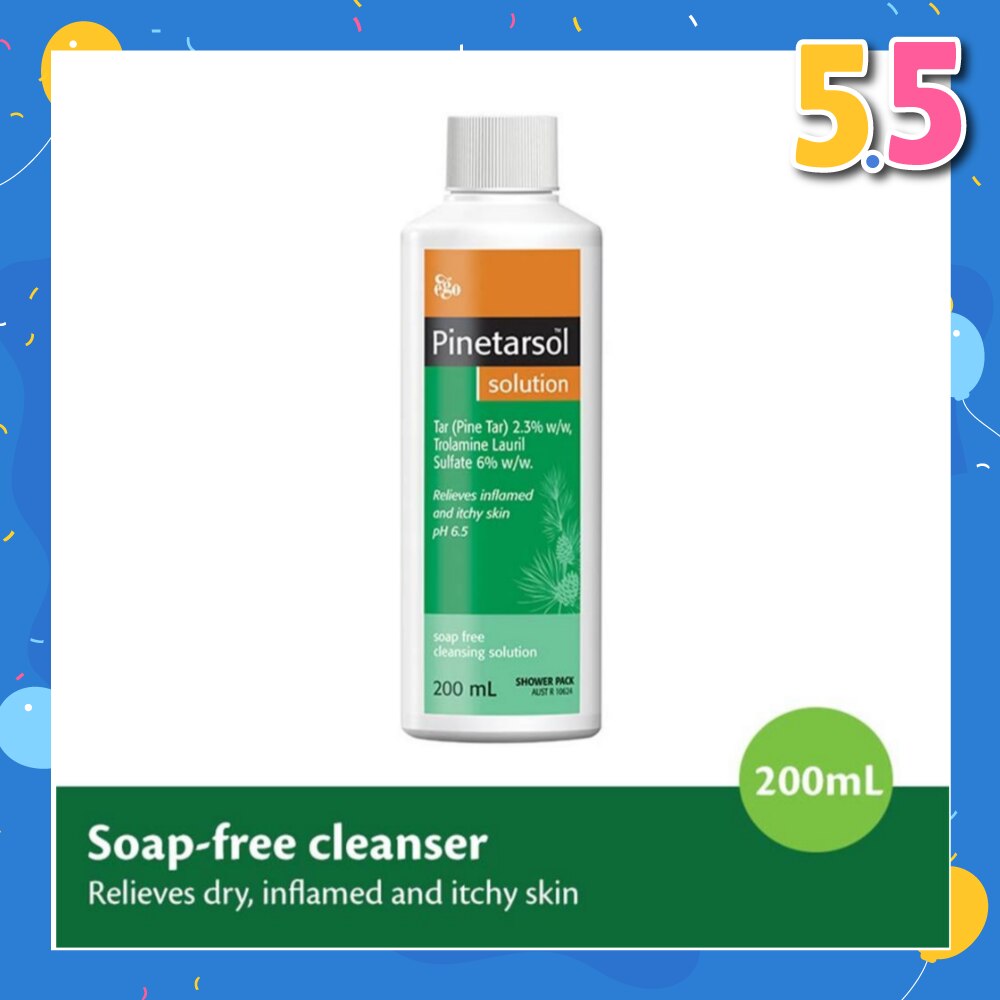 Pinetarsol Solution (Soap Free Cleanser Helps Relieves Dry + Inflammed & Itchy Skin) 200ml