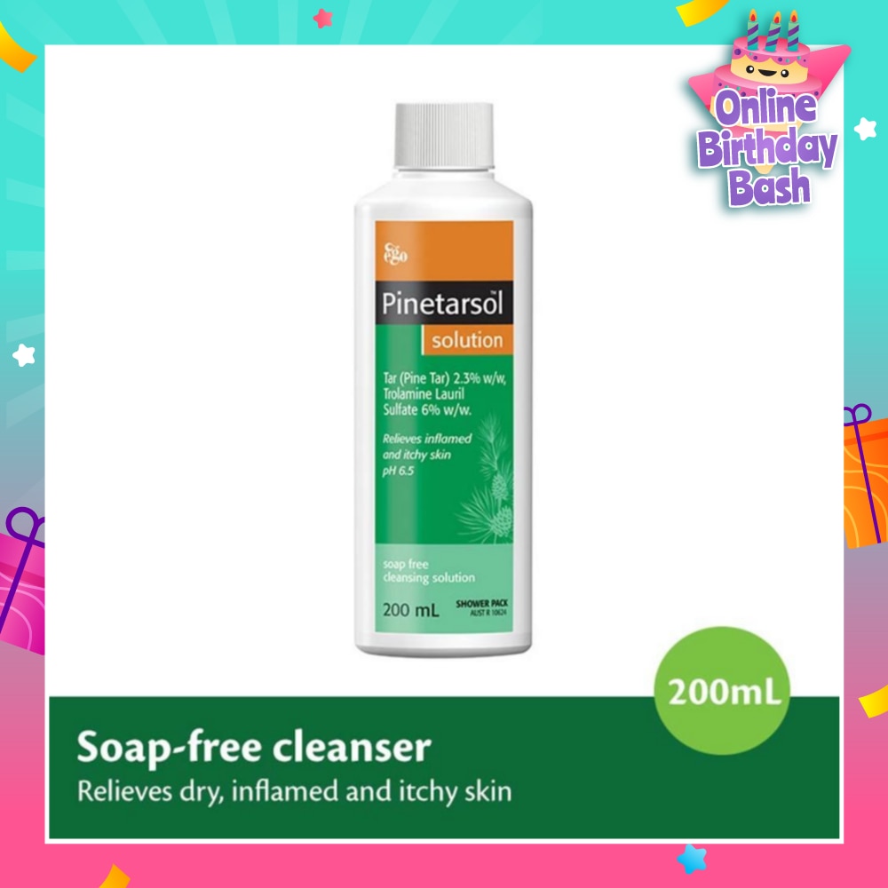 Pinetarsol Solution (Soap Free Cleanser Helps Relieves Dry + Inflammed & Itchy Skin) 200ml