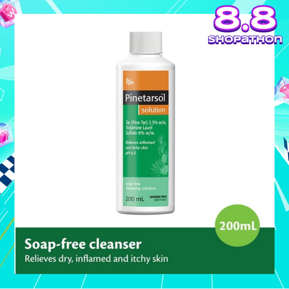 Pinetarsol Solution (Soap Free Cleanser Helps Relieves Dry + Inflammed & Itchy Skin) 200ml
