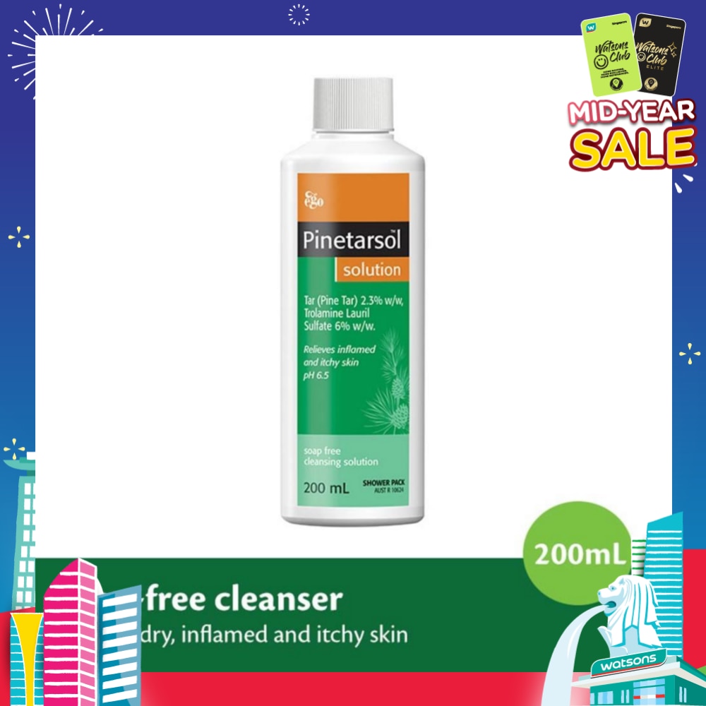Pinetarsol Solution (Soap Free Cleanser Helps Relieves Dry + Inflammed & Itchy Skin) 200ml