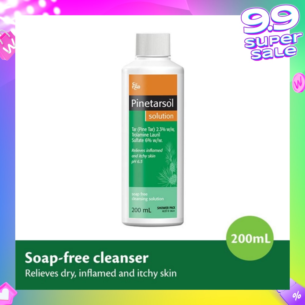 Pinetarsol Solution (Soap Free Cleanser Helps Relieves Dry + Inflammed & Itchy Skin) 200ml