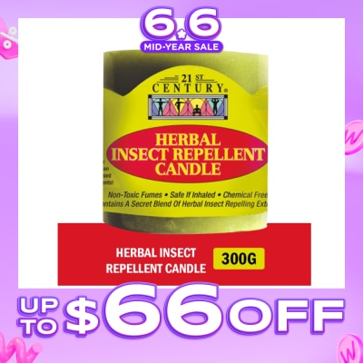 21ST CENTURY - Herbal Chemical-Free Insect Repellent Candle (For Outdoor & Indoor Use) 300g