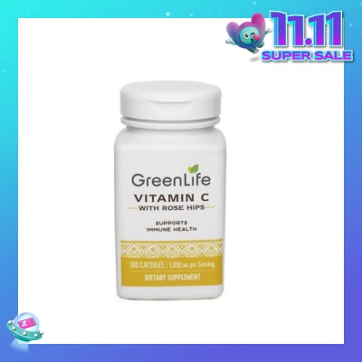 GREENLIFE Vitamin C1000 With Rosehips 100 Vegetarian Capsules