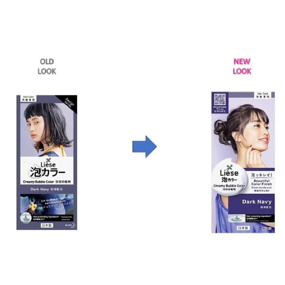 Liese Creamy Bubble Color Dark Navy 108ml - DIY Foam Hair Color with Salon Inspired Colors (includes treatment pack)