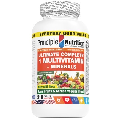 PRINCIPLE NUTRITION Ultimate Complete 1 Multivitamin + Minerals Tablet (Suitable For Vegetarian) 210s