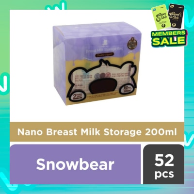 SNOWBEAR Nano Breast Milk Storage Bag with Temperature Sensor (Each bag contains Nano Silver) 52s x 200ml
