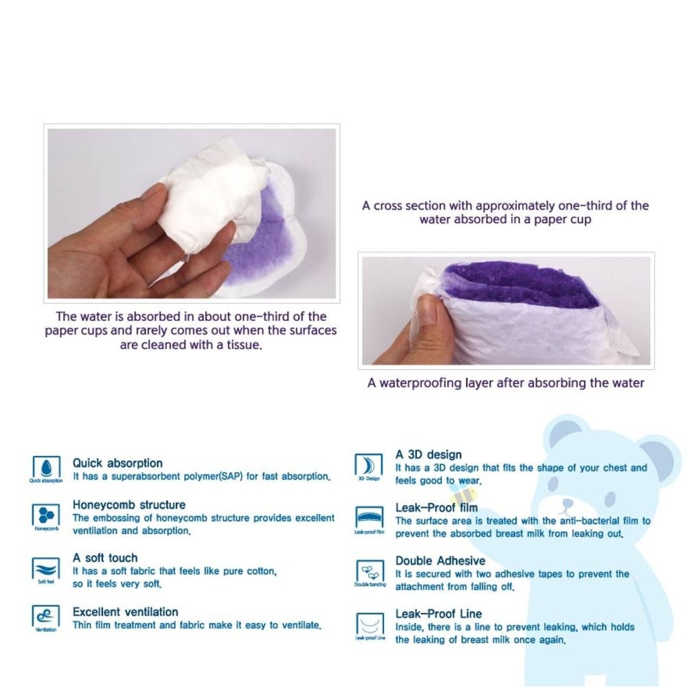 Disposable Leakproof Breast Pad (3D Soft Cotton Honeycomb Design Reduce Skin Irritation) 250s