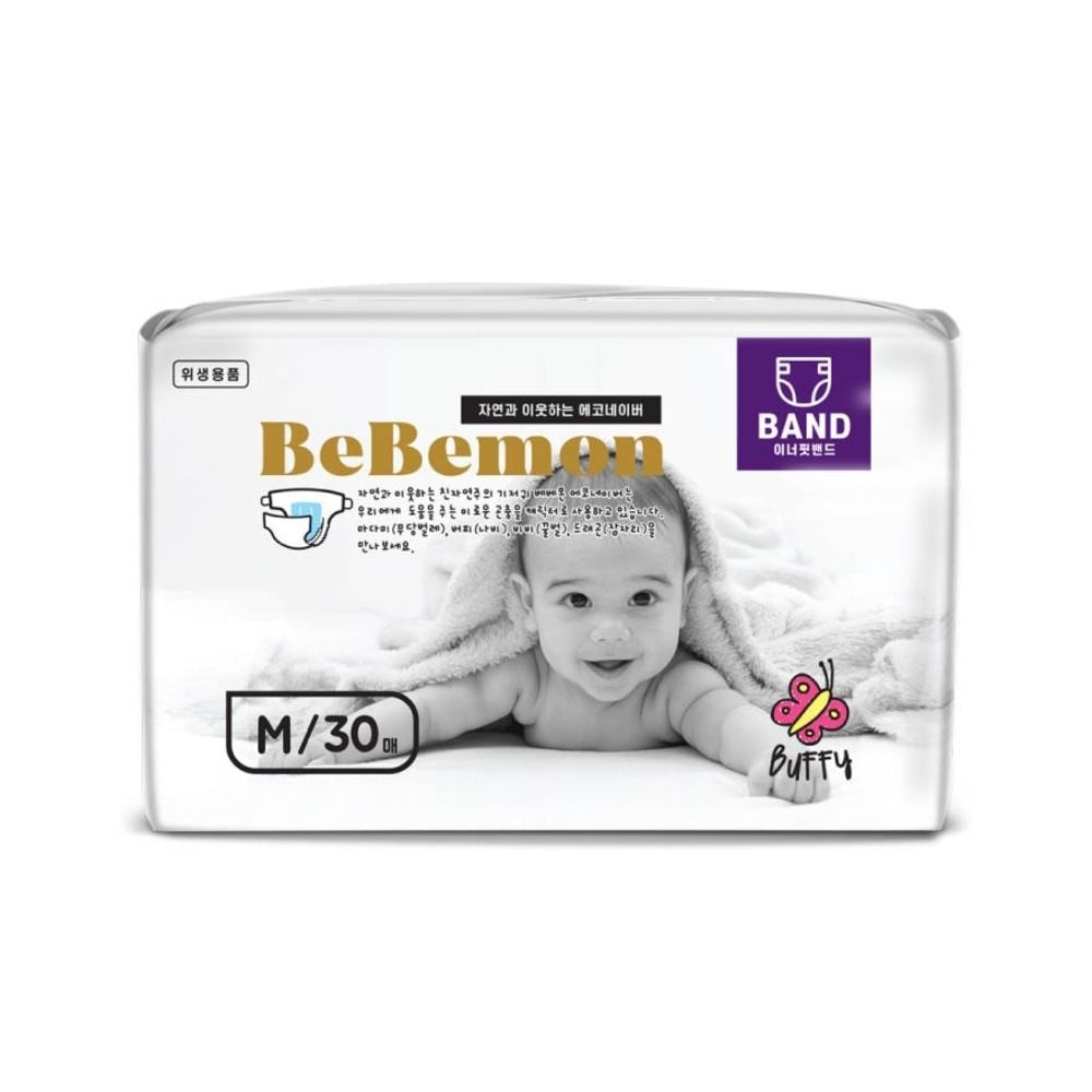 Baby Diaper Band Type Size M Chlorine Free PEFC & FSC Certified (Best for Babies Weighing 6 to 11kg) 30s