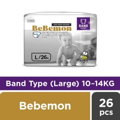 BEBEMON Baby Diaper Band Type Size L Chlorine Free PEFC & FSC Certified (Best For Babies Weighing 10 To 14Kg) 26S