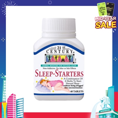 21ST CENTURY Combination of 6 Herbs Sleep-Starters (For Natural Sleep with No Side Effects) 60s