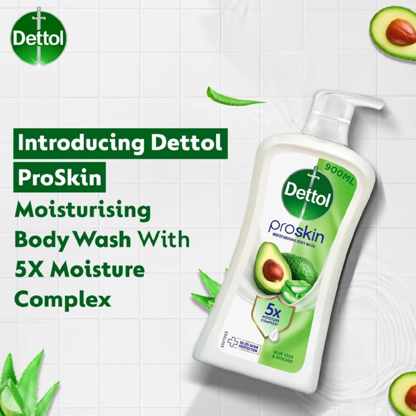Proskin Moisturising Body Wash with Aloe Vera & Avocado 900ml