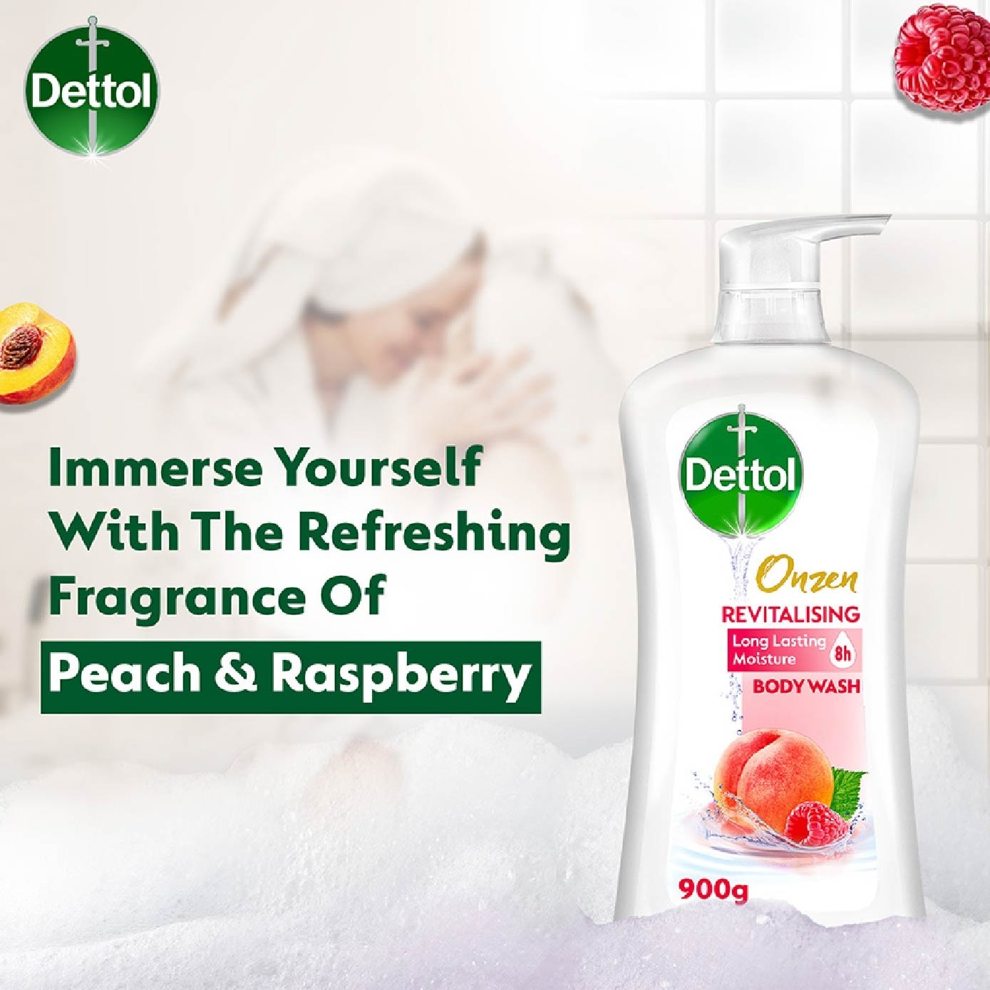 Onzen Revitalising Body Wash Peach & Raspberry 950ml