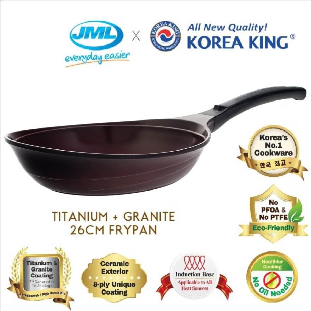 Korea King Granite Signature Colourmic Fry Pan 26cm 1s