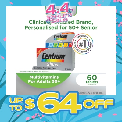CENTRUM - Silver Multivitamin & Multineral Tablets for Adults 50+ (Complete from A to Zinc) 60s