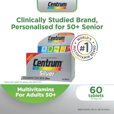CENTRUM Silver Multivitamin & Multineral Tablets for Adults 50+ (Complete from A to Zinc) 60s (Expiry: Feb`2025)