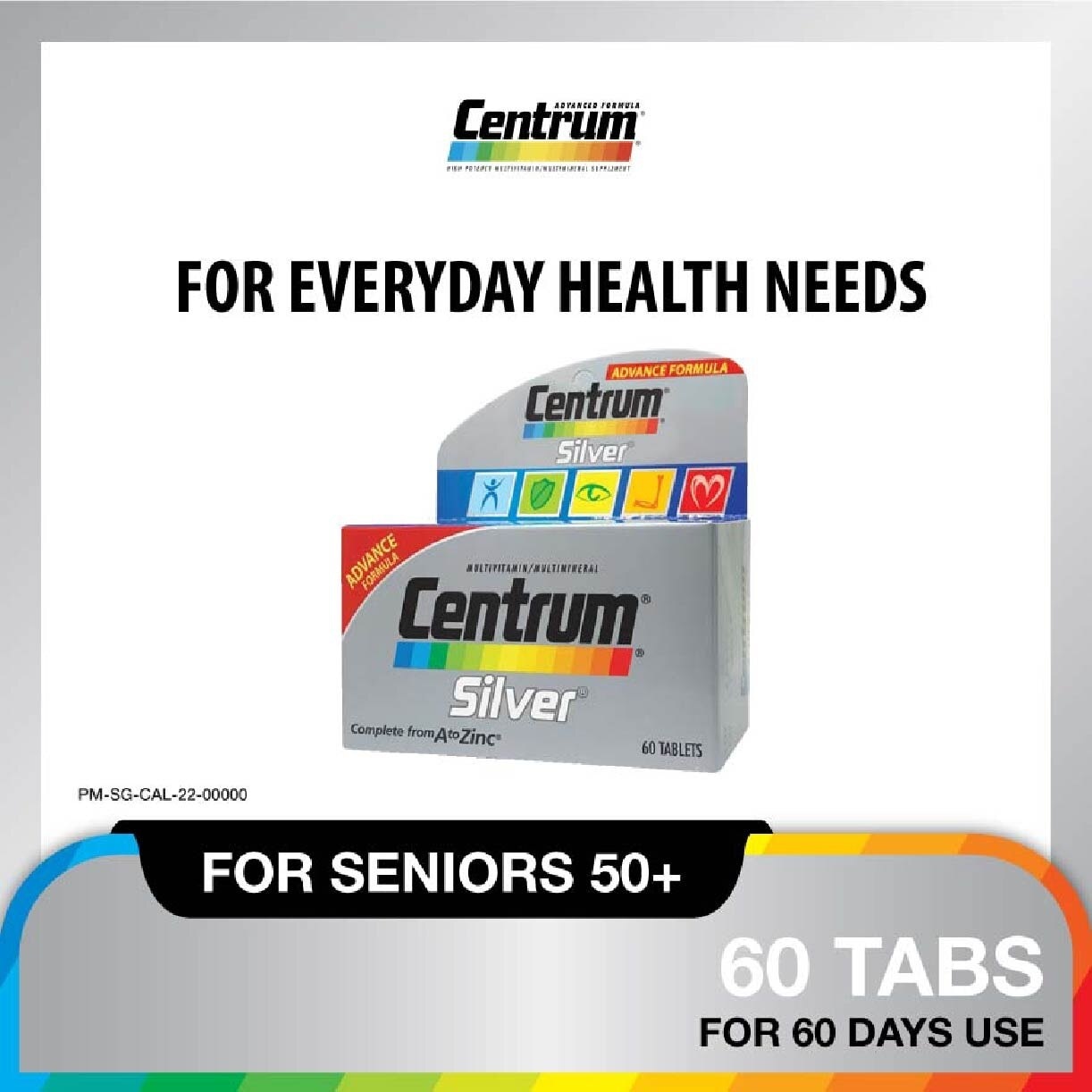 Silver Multivitamin & Multineral Tablets for Adults 50+ (Complete from A to Zinc) 60s (Expiry: Feb`2025)