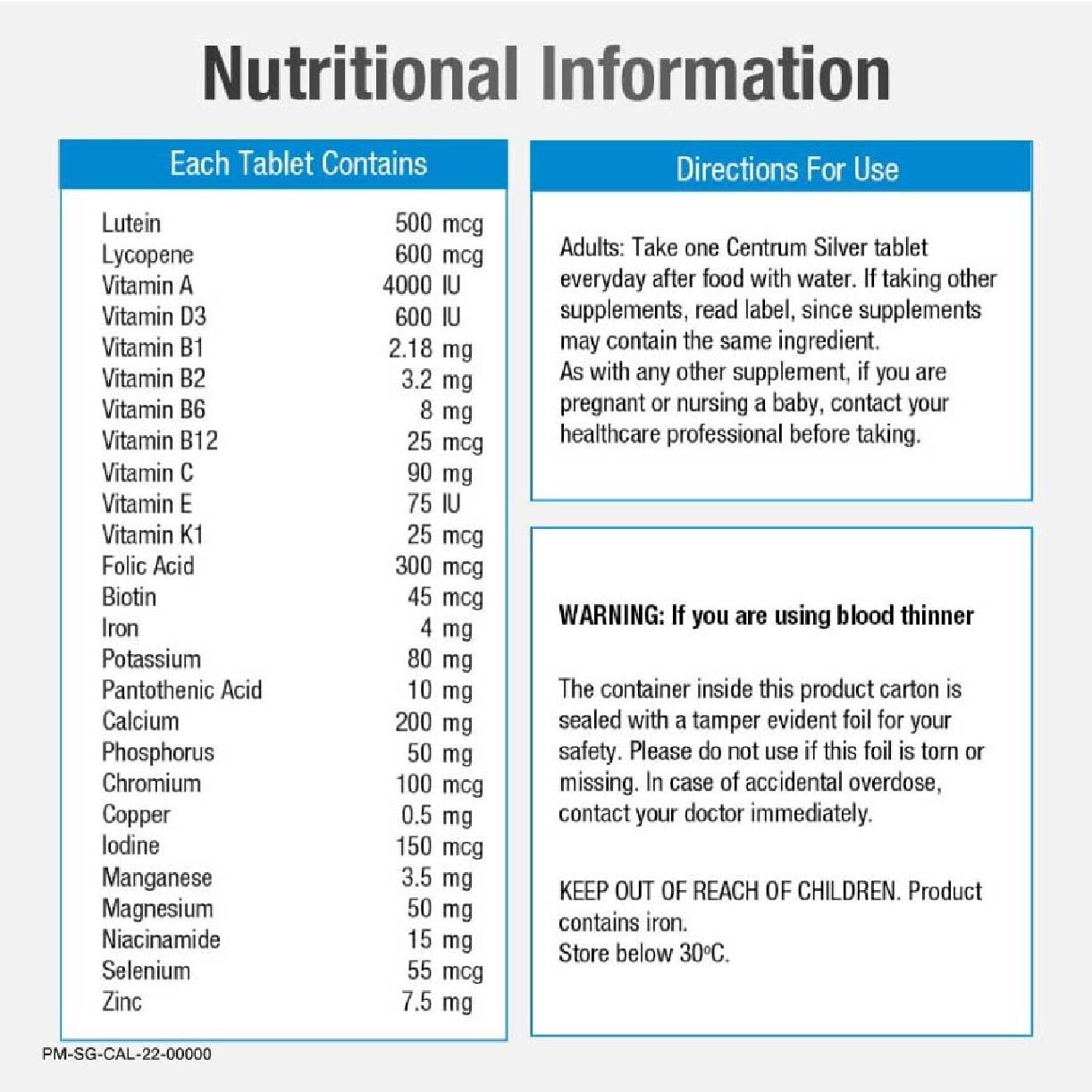 Silver Multivitamin & Multineral Tablets for Adults 50+ (Complete from A to Zinc) 60s (Expiry: Feb`2025)